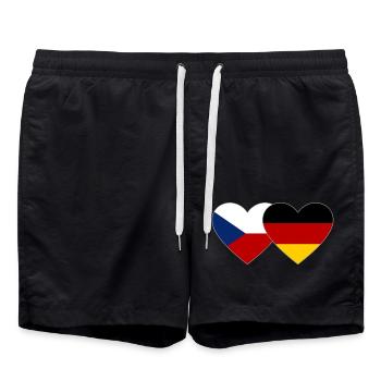 Czech Republic Germany Flag Heart - Swim Trunks - black - Front - AI Model Male 185 light (185cm)