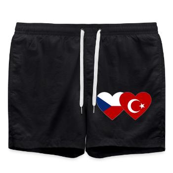 Tschechien Türkei Flagge Herz - Badeshorts - Schwarz - Vorne - AI Model Male 185 light (185cm)