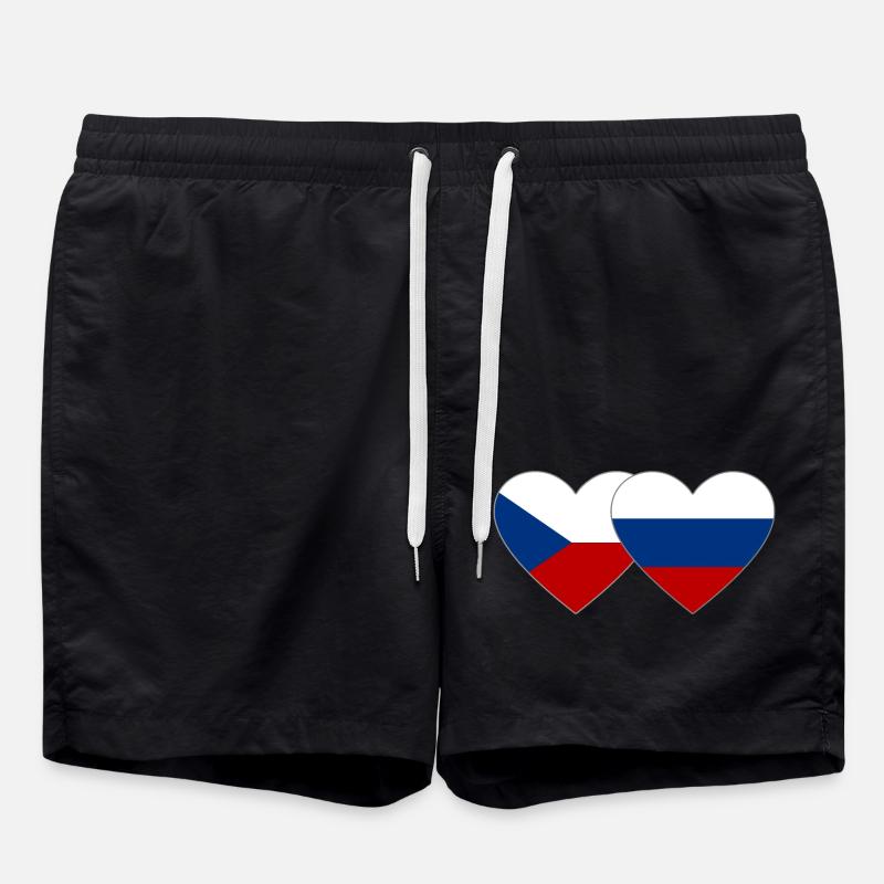 République tchèque Russie Flag Heart - Short de bain - noir
