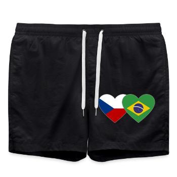 République tchèque Brésil Flag Heart - Short de bain - noir - Devant - AI Model Male 185 light (185cm)