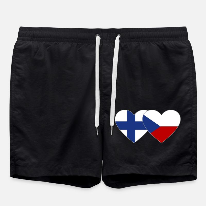 Finnland Tschechien Flagge Herz - Badeshorts - Schwarz