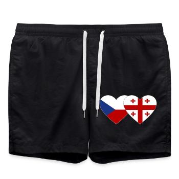 Tschechien Georgien Flagge Herz - Badeshorts - Schwarz - Vorne - AI Model Male 185 light (185cm)