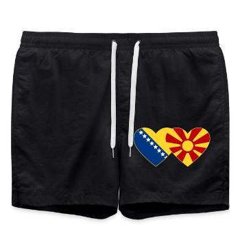 Bosnie Macédoine Drapeau Coeur - Short de bain - noir - Devant - AI Model Male 185 light (185cm)