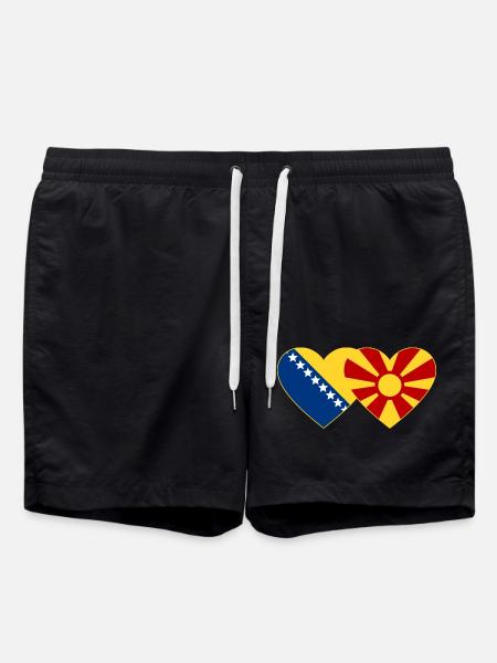 Bosnie Macédoine Drapeau Coeur - Short de bain - noir