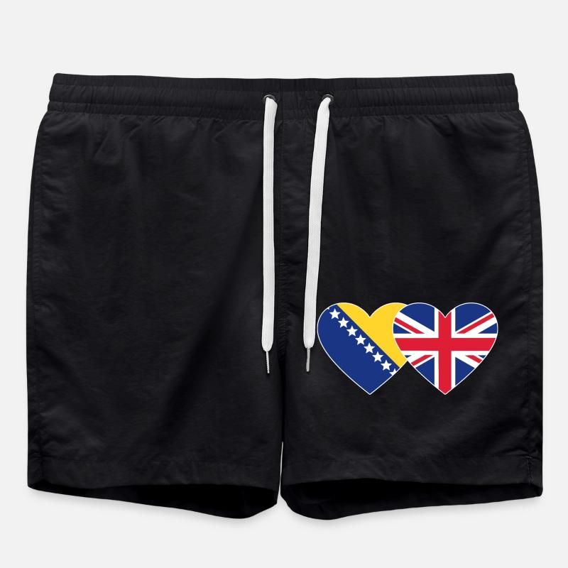 Bosnie Angleterre Drapeau Coeur - Short de bain - noir