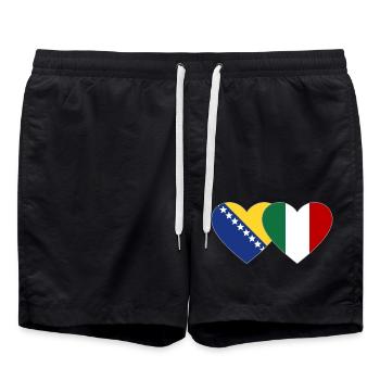 Bosnia Italy Flag Heart - Swim Trunks - black - Front - AI Model Male 185 light (185cm)