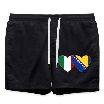 Italy Bosnia Flag Heart - Swim Trunks - black - Front - AI Model Male 185 light (185cm)