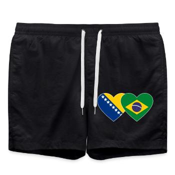 Bosnia Brazil Flag Heart - Swim Trunks - black - Front - AI Model Male 185 light (185cm)