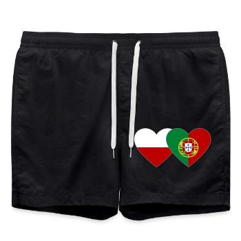 Pologne Portugal Drapeau Coeur - Short de bain - noir - Devant - AI Model Male 185 light (185cm)