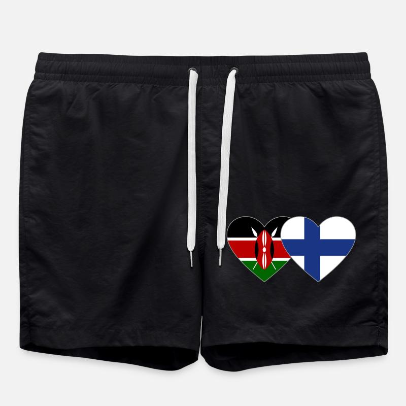 Kenya Finlande Flag Heart - Short de bain - noir