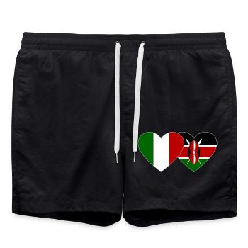 Italie Kenya Drapeau Coeur - Short de bain - noir - Devant - AI Model Male 185 light (185cm)