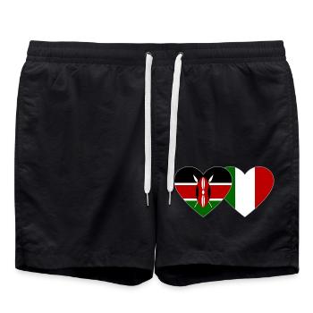 Kenia Italien Flagge Herz - Badeshorts - Schwarz - Vorne - AI Model Male 185 light (185cm)