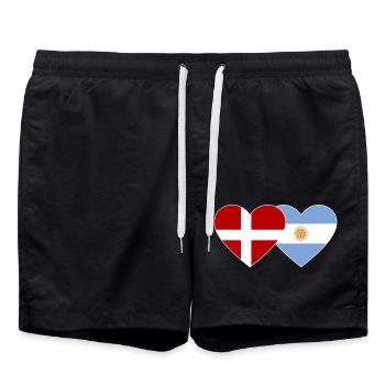 Danemark Argentine Flag Heart - Short de bain - noir - Devant - AI Model Male 185 light (185cm)