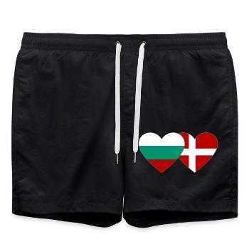 Bulgaria Denmark flag heart - Swim Trunks - black - Front - AI Model Male 185 light (185cm)