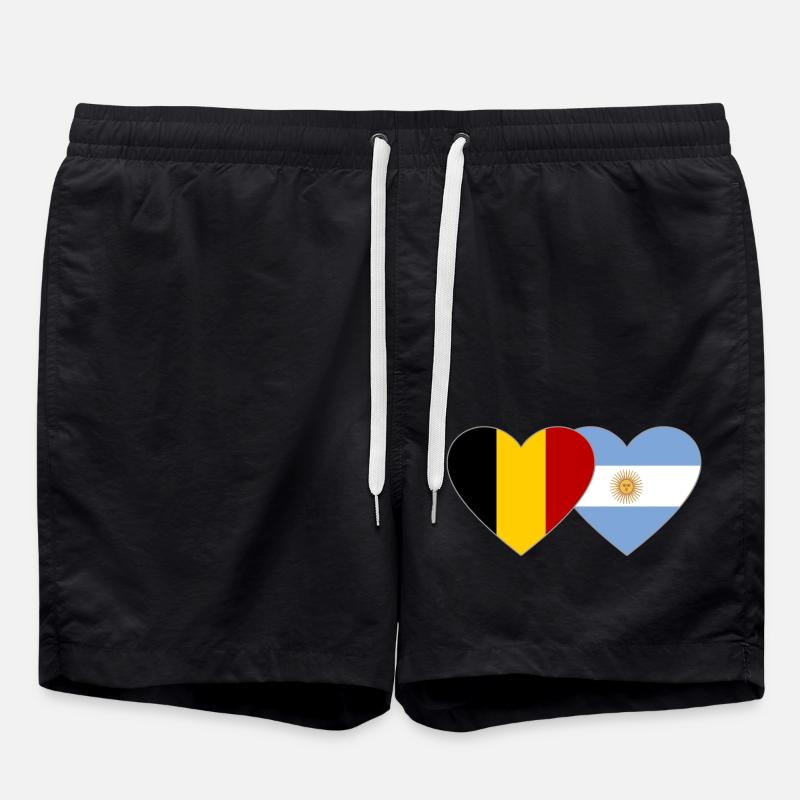 Drapeau Belgique Argentine Coeur - Short de bain - noir