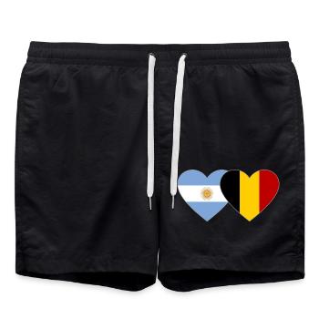 Argentine Belgique Drapeau Coeur - Short de bain - noir - Devant - AI Model Male 185 light (185cm)