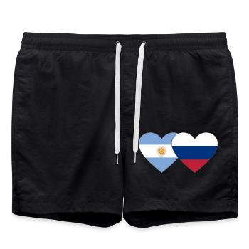 Argentine Russie Flag Coeur - Short de bain - noir - Devant - AI Model Male 185 light (185cm)