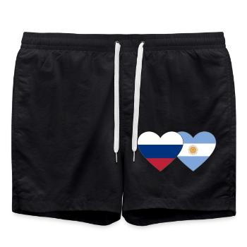Russia Argentina Flag Heart - Swim Trunks - black - Front - AI Model Male 185 light (185cm)