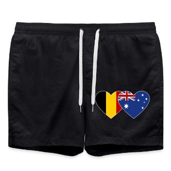 Belgium Australia Flag Heart - Swim Trunks - black - Front - AI Model Male 185 light (185cm)