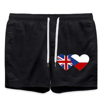 England Tschechien Flagge Herz - Badeshorts - Schwarz - Vorne - AI Model Male 185 light (185cm)