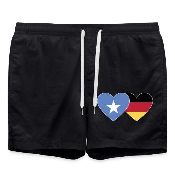 Somalia Germany Flag Heart - Swim Trunks - black - Front - AI Model Male 185 light (185cm)
