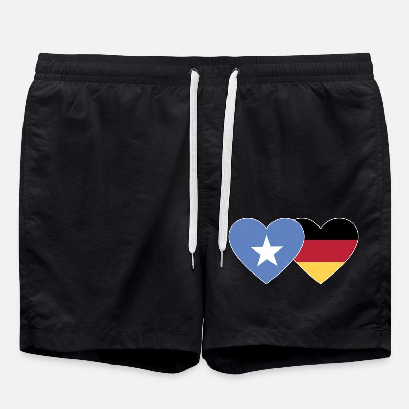 Somalia Germany Flag Heart - Swim Trunks - black
