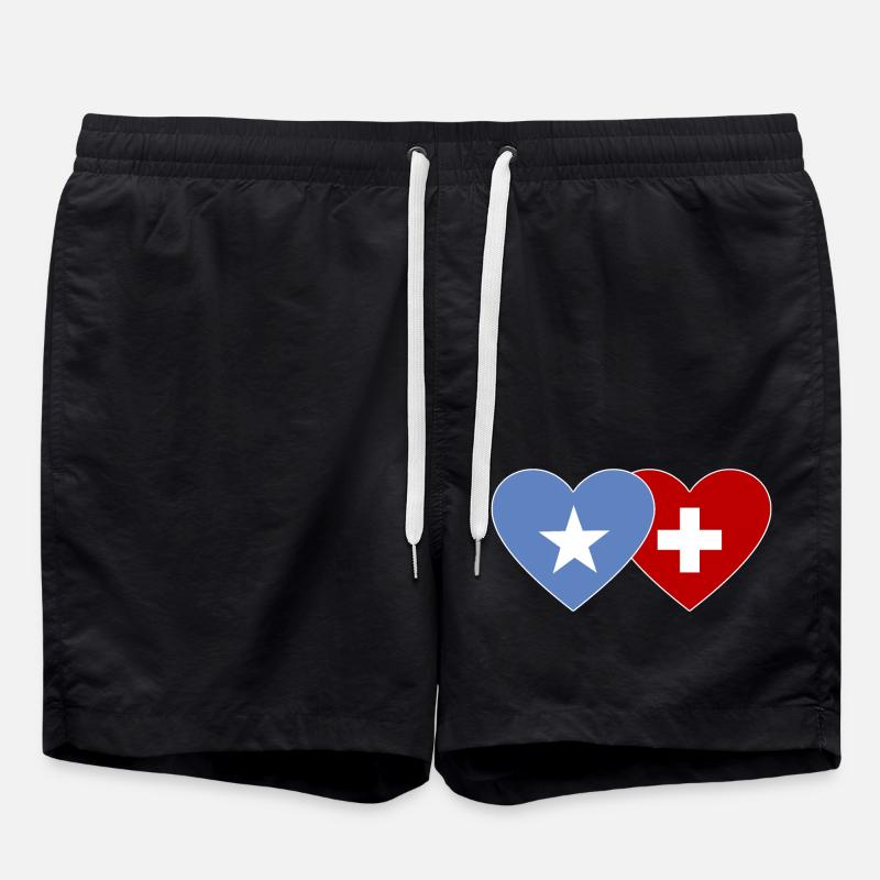 Somalie Suisse Flag Coeur - Short de bain - noir