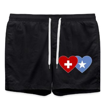 Suisse Somalie Flag Heart - Short de bain - noir - Devant - AI Model Male 185 light (185cm)