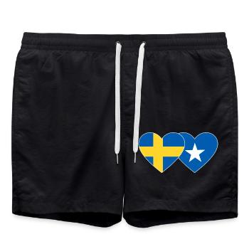 Sweden Somalia Flag Heart - Swim Trunks - black - Front - AI Model Male 185 light (185cm)