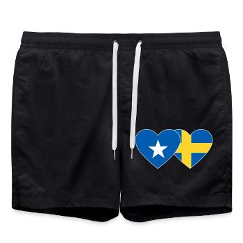 Somalia Sweden Flag Heart - Swim Trunks - black - Front - AI Model Male 185 light (185cm)