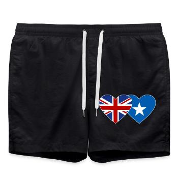 England Somalia Flag Heart - Swim Trunks - black - Front - AI Model Male 185 light (185cm)