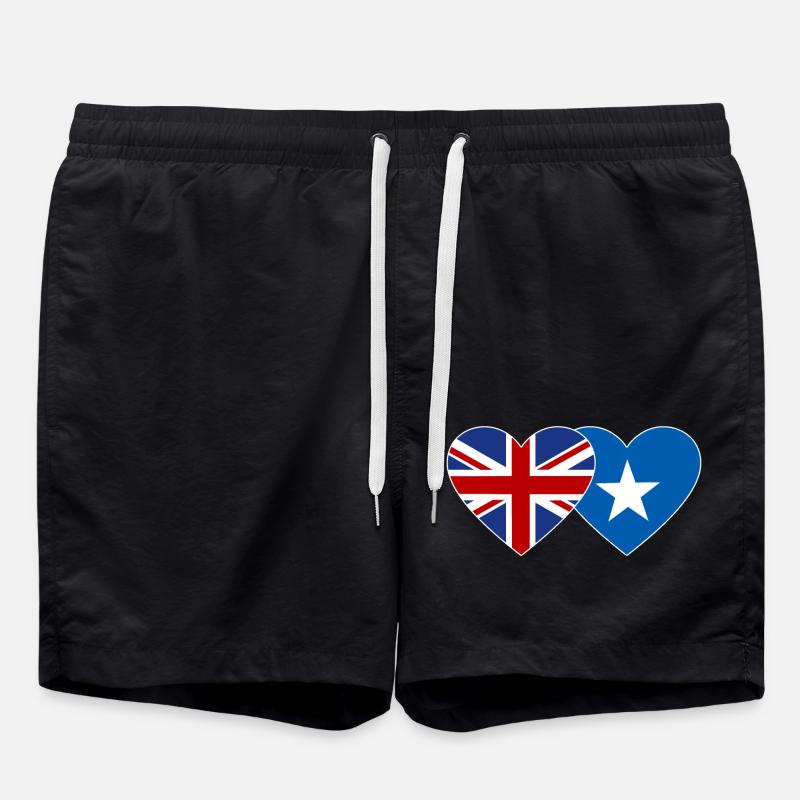 England Somalia Flag Heart - Swim Trunks - black