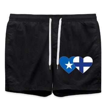 Somalie Finlande Flag Heart - Short de bain - noir - Devant - AI Model Male 185 light (185cm)