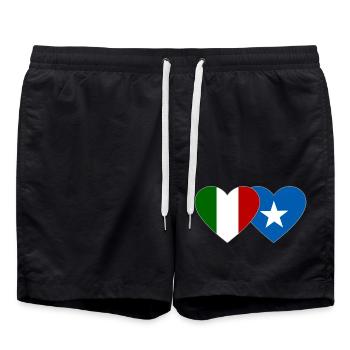 Italie Somalie Flag Heart - Short de bain - noir - Devant - AI Model Male 185 light (185cm)