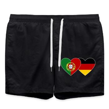 Portugal Germany Flag Heart - Swim Trunks - black - Front - AI Model Male 185 light (185cm)