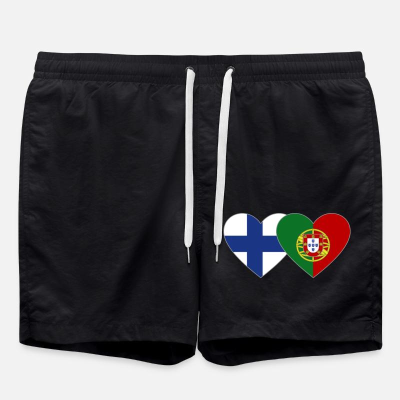 Finlande Portugal Drapeau Coeur - Short de bain - noir