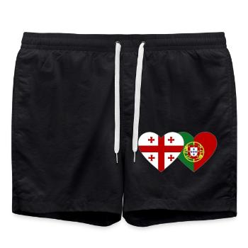 Georgia Portugal Flag Heart - Swim Trunks - black - Front - AI Model Male 185 light (185cm)