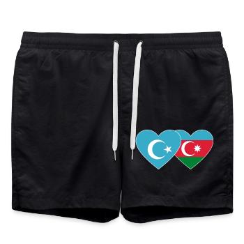 Ouïghours Pavillon azerbaïdjanais Cœur - Short de bain - noir - Devant - AI Model Male 185 light (185cm)