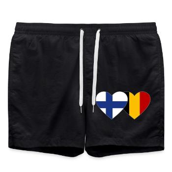 Finlande Belgique Drapeau Coeur - Short de bain - noir - Devant - AI Model Male 185 light (185cm)
