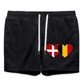 Dänemark Belgien Flagge Herz - Badeshorts - Schwarz - Vorne - AI Model Male 185 light (185cm)