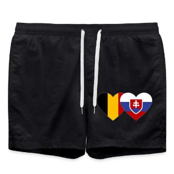 Belgium Slovakia Flag Heart - Swim Trunks - black - Front - AI Model Male 185 light (185cm)