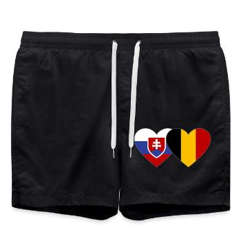 Slowakei Belgien Flagge Herz - Badeshorts - Schwarz - Vorne - AI Model Male 185 light (185cm)