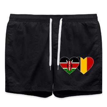 Kenia Belgien Flagge Herz - Badeshorts - Schwarz - Vorne - AI Model Male 185 light (185cm)