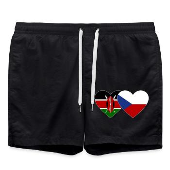 Kenia Tschechien Flagge Herz - Badeshorts - Schwarz - Vorne - AI Model Male 185 light (185cm)