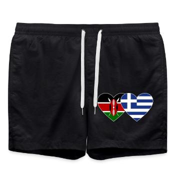 Kenya Grèce Flag Heart - Short de bain - noir - Devant - AI Model Male 185 light (185cm)