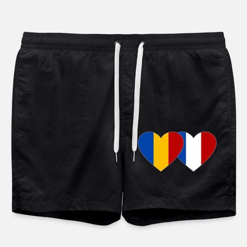 Roumanie France Flag Coeur - Short de bain - noir