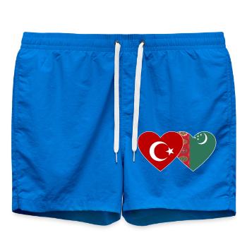 Türkei Turkmenistan Flagge Herz - Badeshorts - Cobalt blue - Vorne