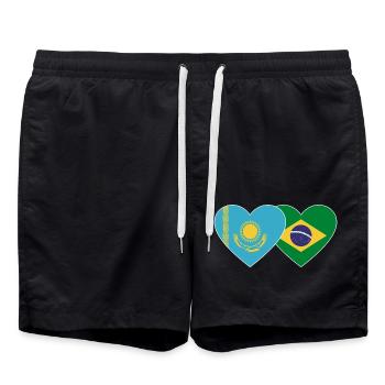 Kazakhstan Brésil Drapeau Coeur - Short de bain - noir - Devant - AI Model Male 185 light (185cm)