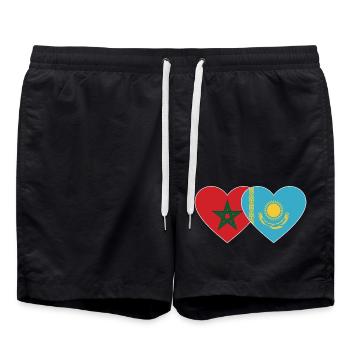 Maroc Kazakhstan Flag Coeur - Short de bain - noir - Devant - AI Model Male 185 light (185cm)
