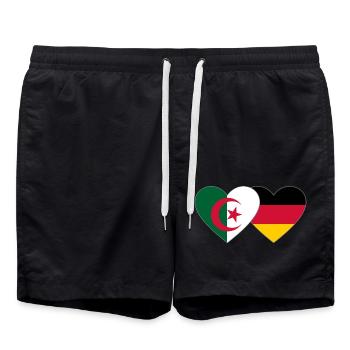 Algeria Germany Flag Heart - Swim Trunks - black - Front - AI Model Male 185 light (185cm)